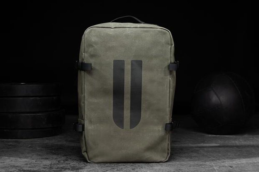 NOBULL Horns Waxed Canvas Backpacks - Army - Ireland (3650AWXDB)